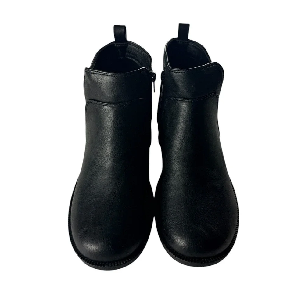 Easy Street Amiga Black Faux Leather Ankle Bootie Women 10W 31-7911 Comfort NEW